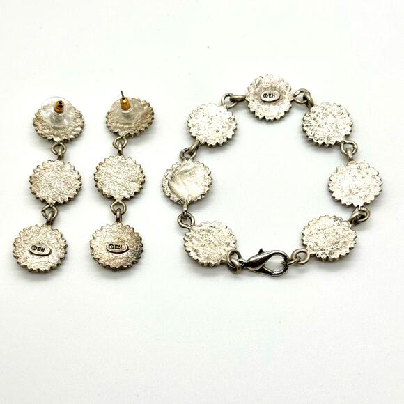 Vintage Eivind Hillestad Matching Daisy Sunflower Bracelet Dangle Earrings READ - Picture 6 of 7